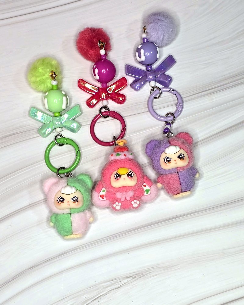 Pompom doll keyrings